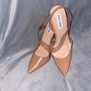 Dillards Steve Madden tan/clear high heel shoes size 9